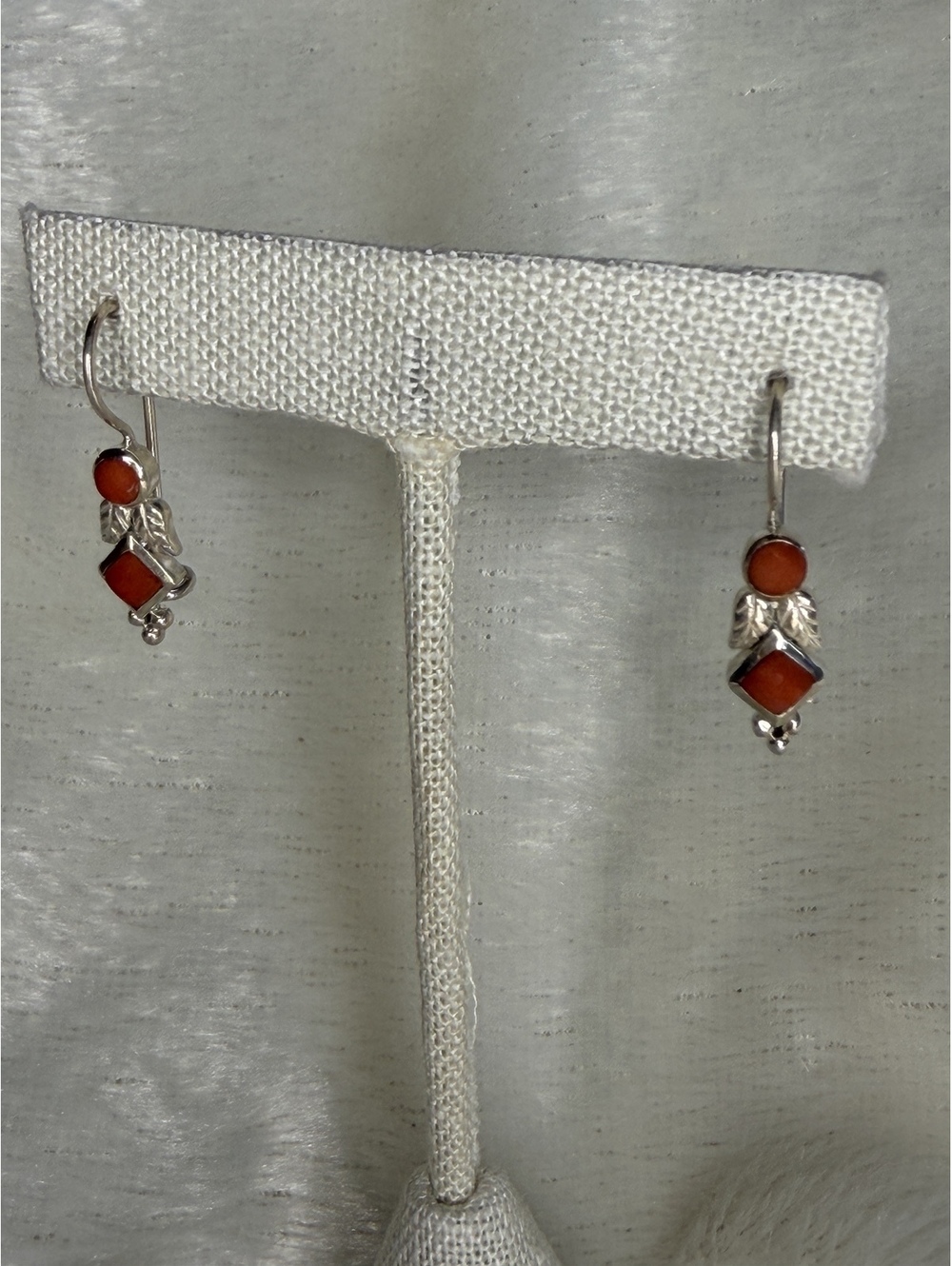 Rare Vintage Silpada Sterling Silver Mediterranean Red Coral Earrings W0885